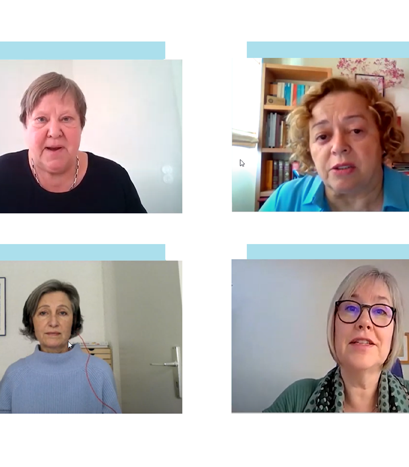 A screen grab of four Caucasian women talking to camera